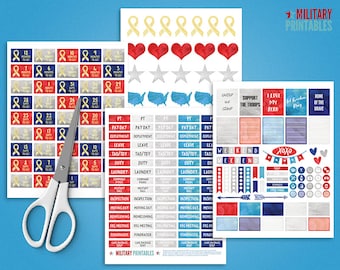 Military Stickers Printable, Countdown Stickers, Deployment Planner, Patriotic Printable Stickers, Deployment Countdown, Life Planner