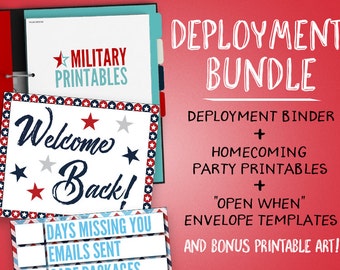Deployment Bundle, Deployment Binder Printable, Military Wife, Deployment Countdown, Welcome Home Party, Open When Letters, Deployment Gift