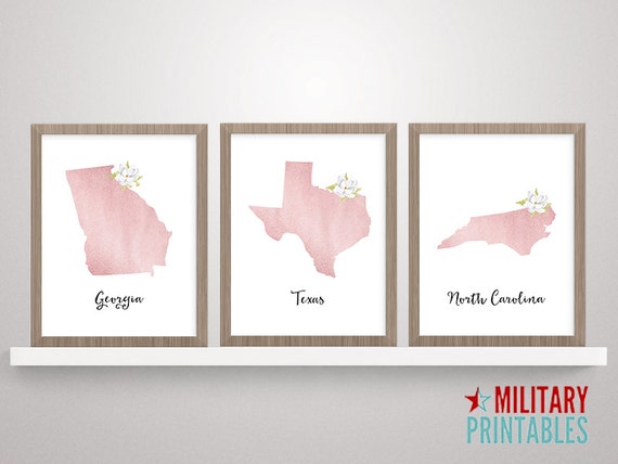 Rose Gold Art State Printable Girly Wall Art State Art Etsy