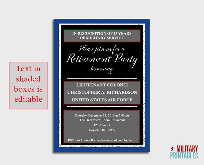 Air Force Retirement Invitation Template Air Force Retirement Invitation Template