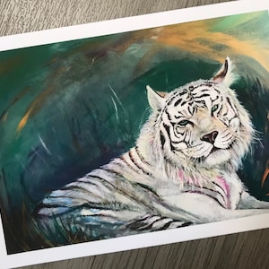 White Tiger Card, arte original, tarjeta en blanco, por artista del Reino Unido