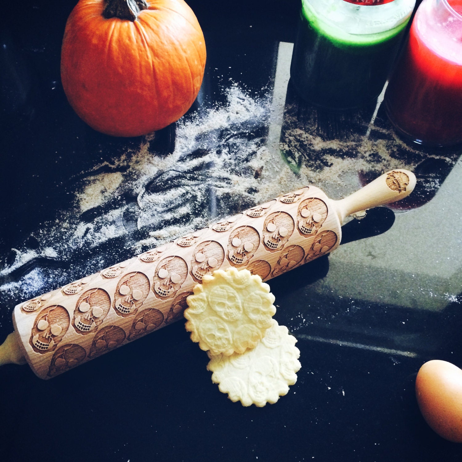 Têtes de Mort Rouleau à Pâtisserie, Gaufrage Gravé Pâtisserie Par Laser, Halloween Patern, Motif Têt