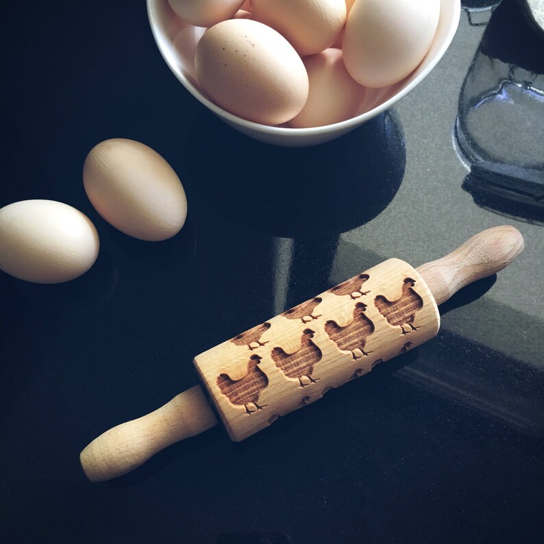 CHICKEN Small Rolling Pin Embossing Rolling Pin Engraved Etsy