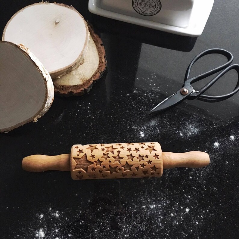 Stars Small Rolling Pin Embossing Rolling Pin Engraved Etsy