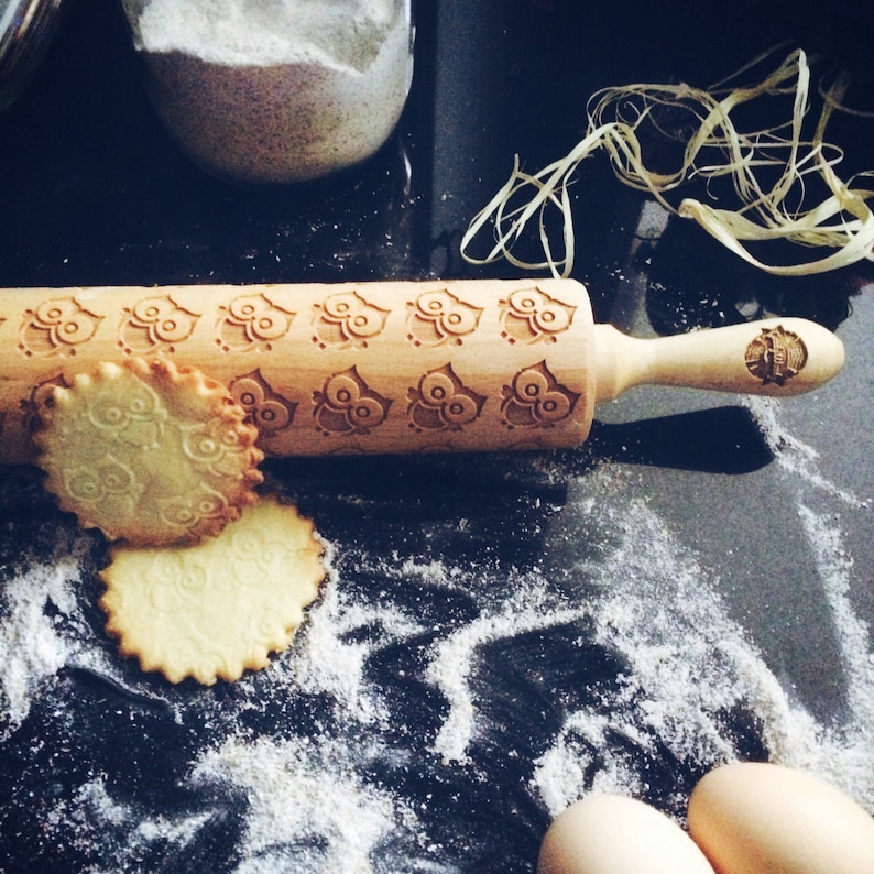 embossing rolling pin engraved rolling pin by laser BABY OWL rolling pin