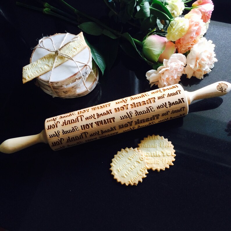 THANK YOU Rolling Pin Embossing Rolling Pin Engraved Rolling Etsy