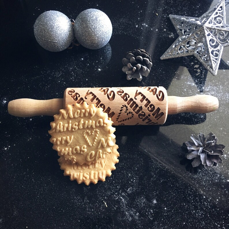 MERRY CHRISTMAS SMALL Rolling Pin Embossing Rolling Pin Etsy