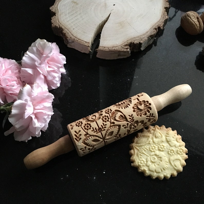 FOLK FLOWERS SMALL Rolling Pin Embossing Rolling Pin Etsy