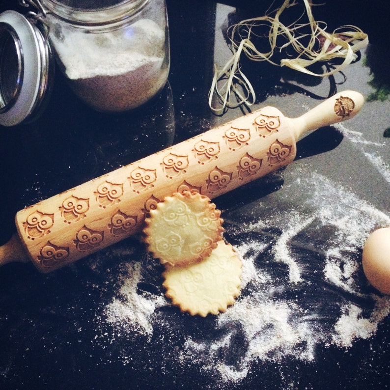 embossing rolling pin engraved rolling pin by laser BABY OWL rolling pin
