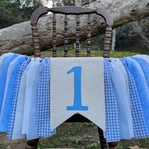 Boy First Birthday Highchair Banner, Blue High Chair Banner, First Birthday Banner