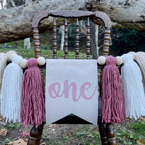 BoHo Highchair Banner, First Birthday Banner, Tassel Highchair Banner, Yarn Tassel Banner