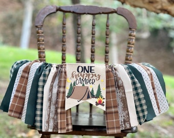 ONE HAPPY CAMPER Highchair Banner, Camping High Chair Banner, First Birthday Banner, Wild One Highchair Banner