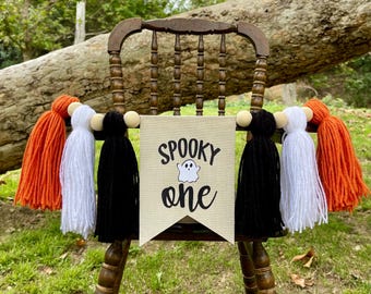 Spooky One Highchair Banner, Halloween High Chair Banner, Customizable Colors!