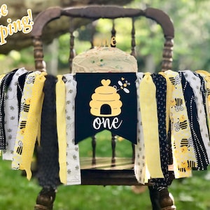 First Bee-Day Highchair Banner, Bumble Bee High Chair Banner, Bee Banner