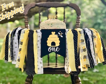First Bee-Day Highchair Banner, Bumble Bee High Chair Banner, Bee Banner