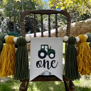 Tractor Highchair Banner, First Birthday High Chair Banner, Customizable colors!