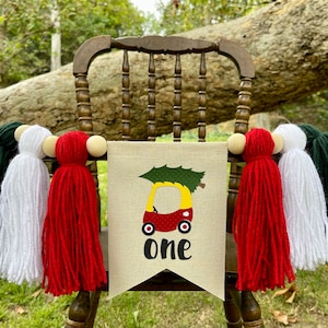 Cozy Coupe Christmas Highchair Banner, Christmas First Birthday Banner, Tassel Banner