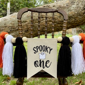 Spooky One Highchair Banner, Halloween High Chair Banner, Customizable Colors!