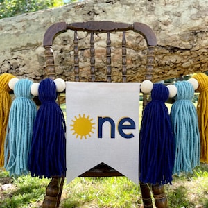First Trip Around The Sun  Highchair Banner, Sun High Chair Banner, First Birthday Banner, Tassel Highchair Banner, Yarn Tassel Banner