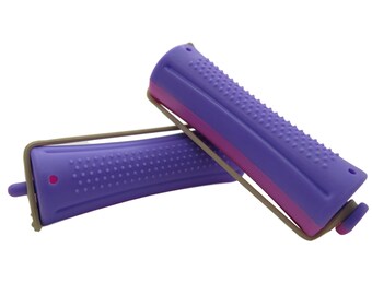 Big Jumbo 24mm Perm Rods Rizadores Cabello Largo Grandes Rizos Suaves - 12 Rosa Púrpura 24mm - Peinado Tradicional Vintage