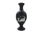 Wedgwood Jasper Black Basalt Baluster Vase - First Quality - Made In England