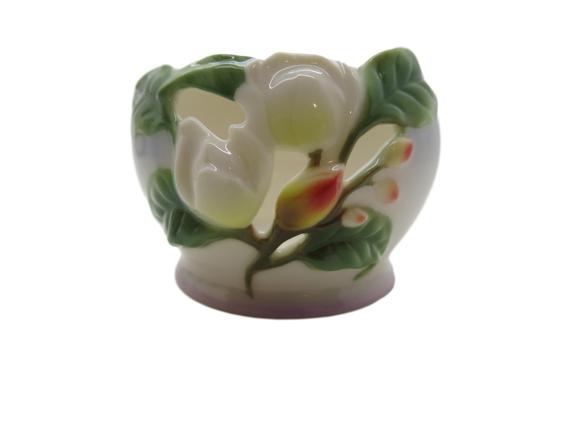 Franz Porcelain Magnolia Tea Light Candle Holder FZ00514 Fine Etsy