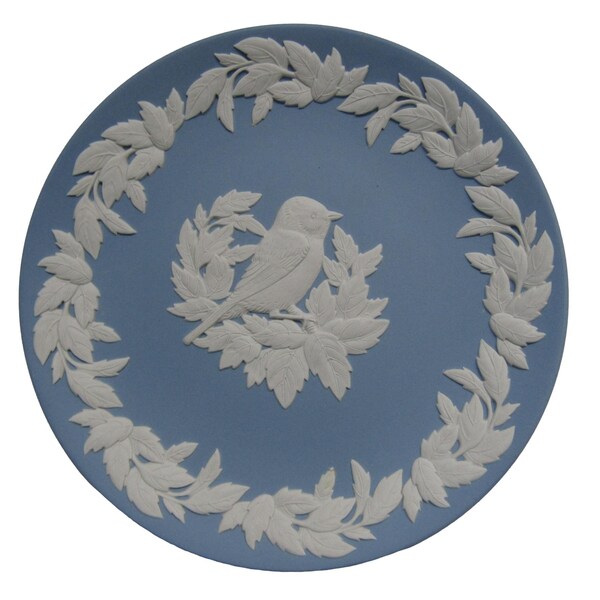 Wedgwood Jasper 6.5" Bird Series Plate "Chaffinch" Blue Jasperware   First Quality Excellent