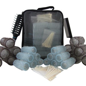 Wire Brush Rollers Hair Curler Set Large 38mm 1.5" & 22mm 1" with Pins Vent Brush Tail Comb and Case