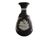Wedgwood Jasper Bud Vase - Rare Black Basalt Jasperware - Made In England