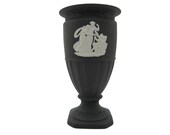 Wedgwood Jasperware Black Basalt Fluted Baluster Vase - First Quality - Made In England