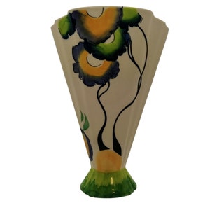 Clarice Cliff Past Times Vase 9 Inch Mantel Hand Painted Vase