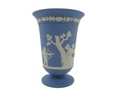 Wedgwood Jasperware Spill Vase - Psyche Bound By Cupid - Blue Jasper - Made In England