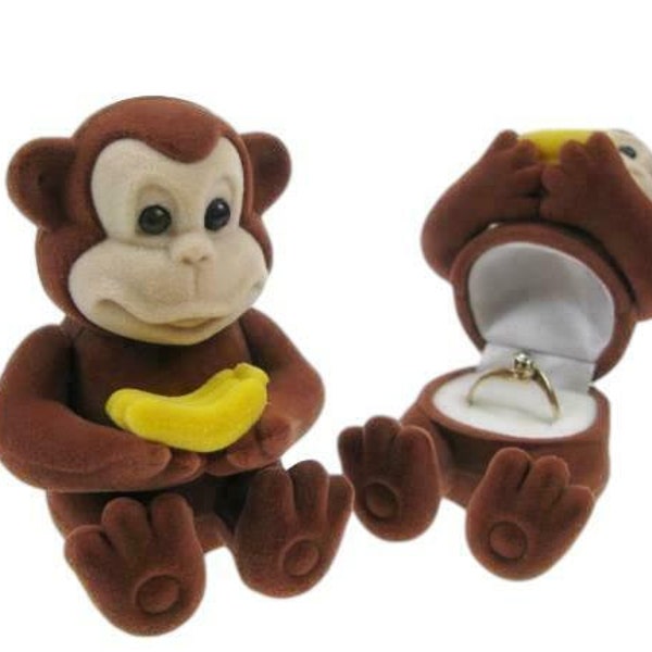 Cheeky Monkey Ring Box Stud Earring Jewellery Gift Box Case UK Seller