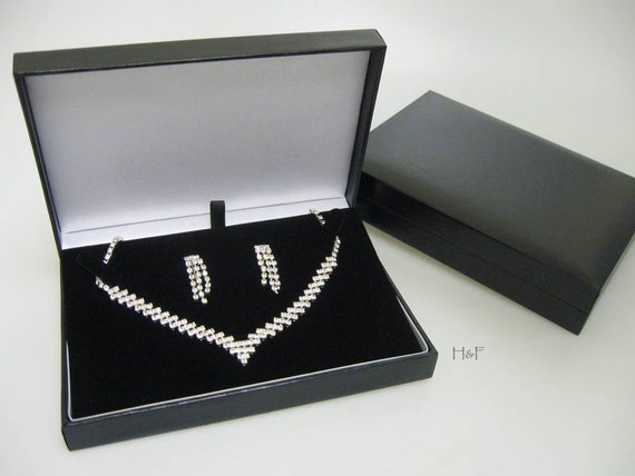 Luxury black leatherette velvet jewellery presentation boxes wholesale 5 10 20 