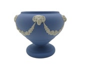 Rare Wedgwood Jasper Salt Urn Vase - Blue Jasperware - Made In England 1957