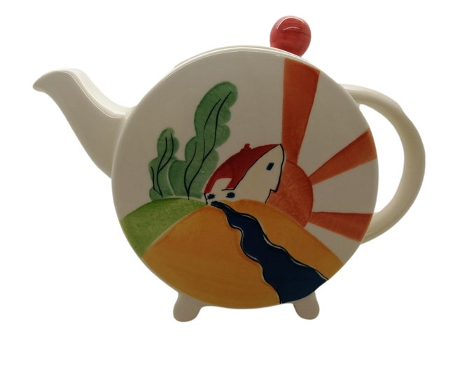 Clarice Cliff Past Times Teapot Hand Painted Made in England Etsy UK