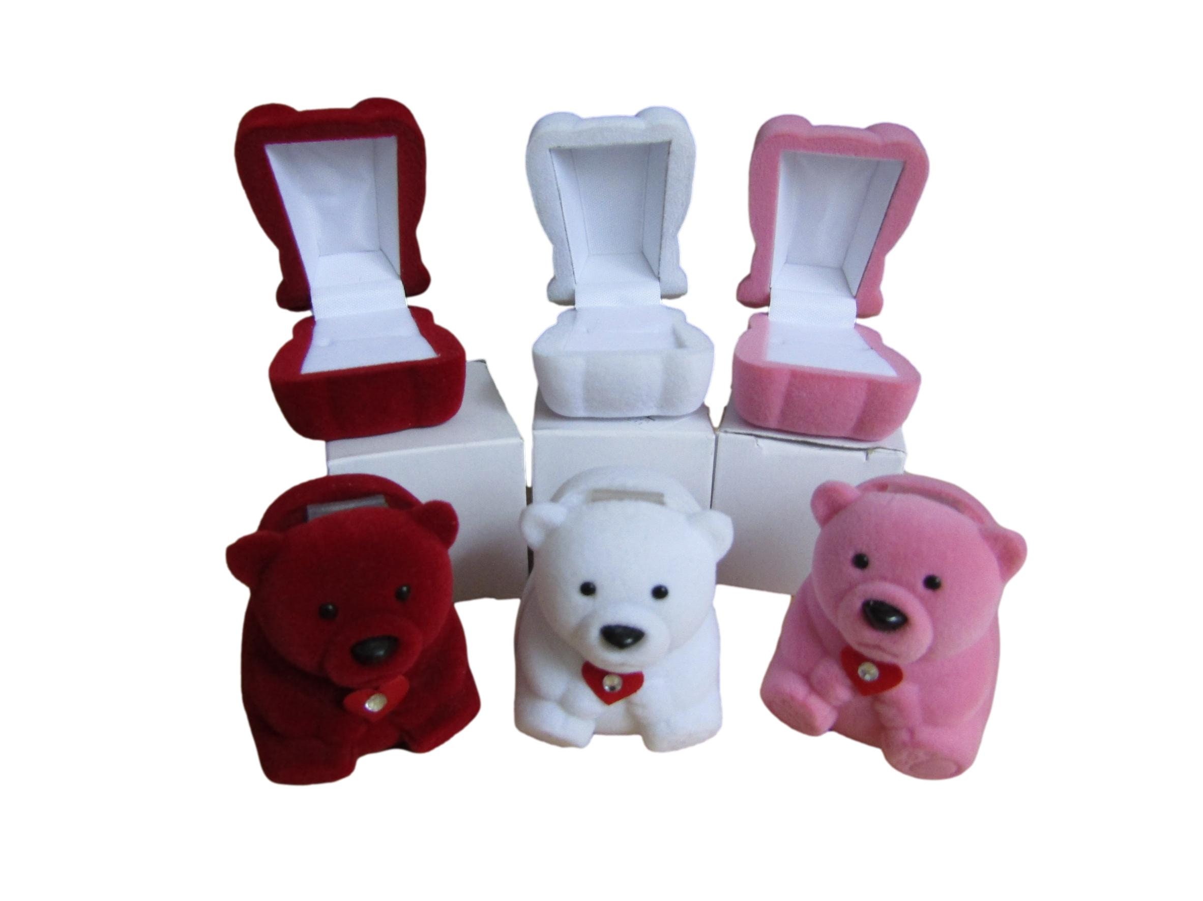 1 Piece Small Jewelry Box Velvet Wedding Ring Box Necklace Display Box Cute  Bear Gift Box Container Case For Jewelry Packaging