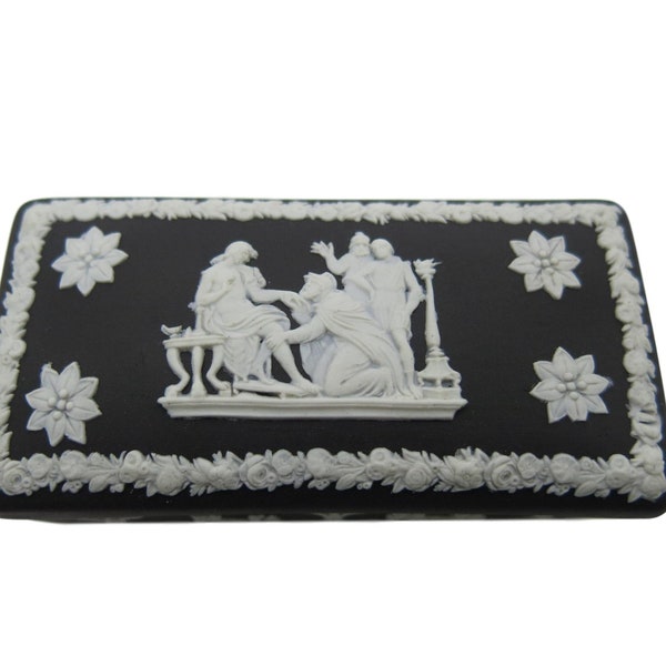 Wedgwood Black Jasper Vesta Match Box - First Quality - Made In England