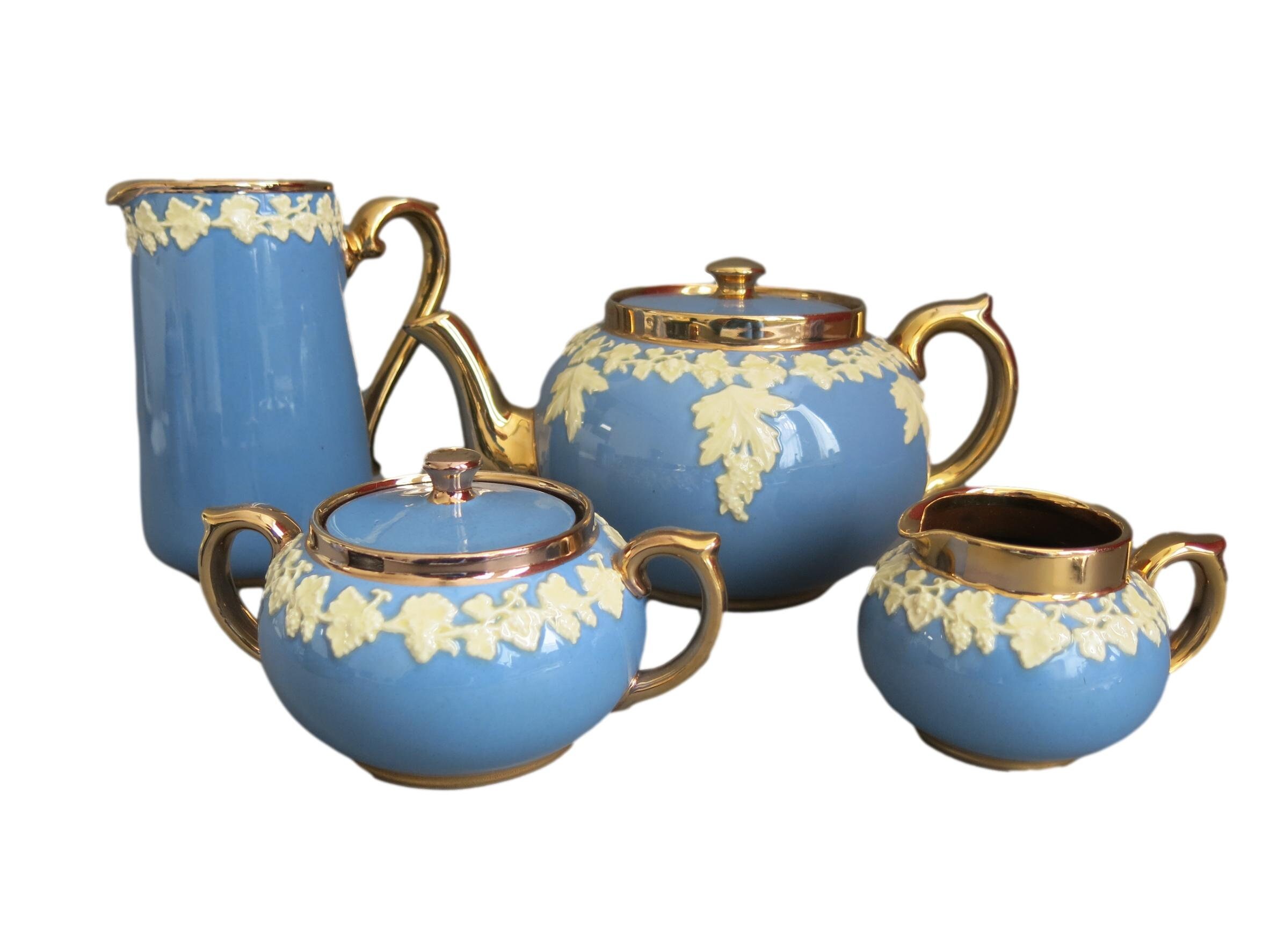 Vintage Blue Gold Tea Set by Gibsons Full Size Tea Set Etsy