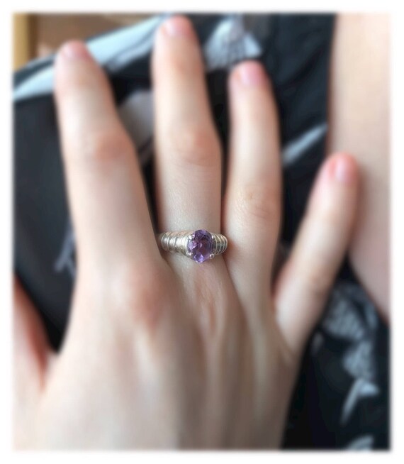 Vintage Sterling Silver Amethyst Ring 2.6g Ring Size 8.25