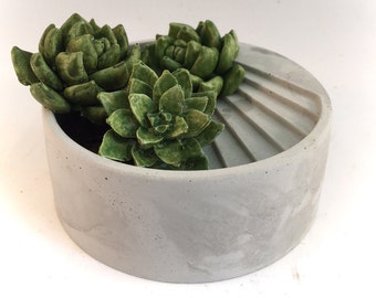 Round Concrete Planter with Spiral Stairs, Concrete Planter, FREE SHIPPING