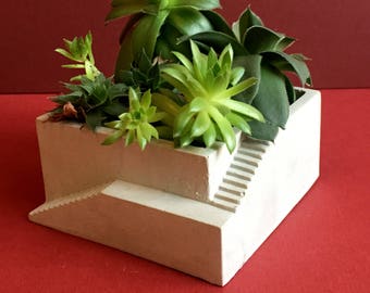 Handmade Concrete Architectural Square Succulent Planter, Plant Pot, Flower Pot, Cement pot, Cement planter, Cement succulent pot