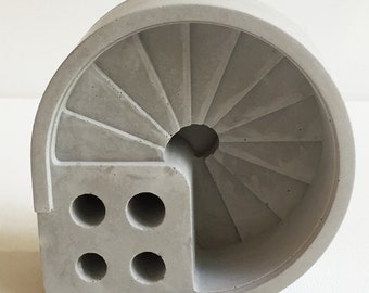 Concrete Spiral Stair Pencil Holder-Desk Organizer Concrete