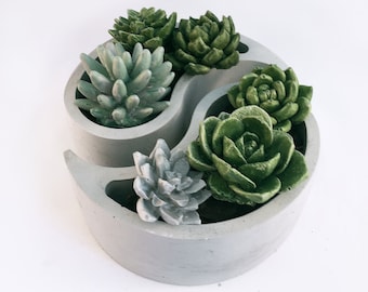 Yin Yang Concrete Planter: Modern Succulent Planter with Drainage