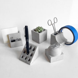 Decorative Concrete Desk Accessories -Set of 5
