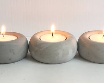 Set of 3 Round  Concrete Tea Light Holder