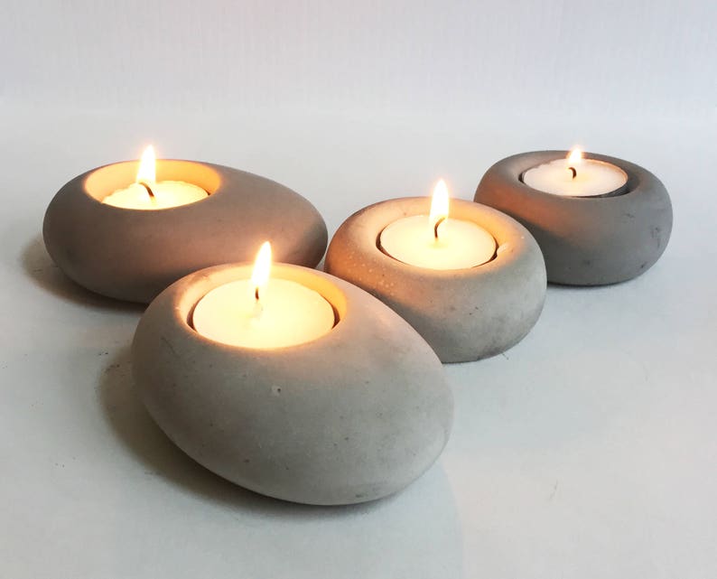 Concrete Stone Tea Light Holder Etsy