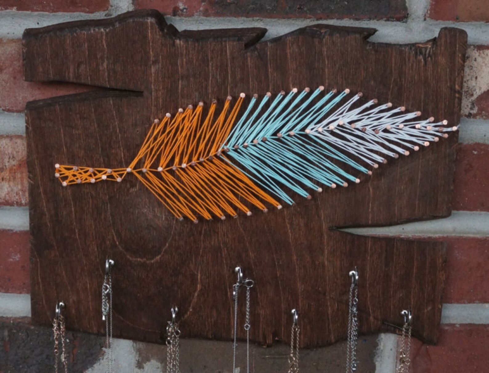 Wall Hanging Jewelry/key Holder With String Art Etsy