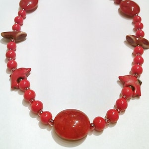 Girl's Red Dolphin Beaded Necklace Combination Bead Necklace Fancy Red Dolphin Necklace image 1