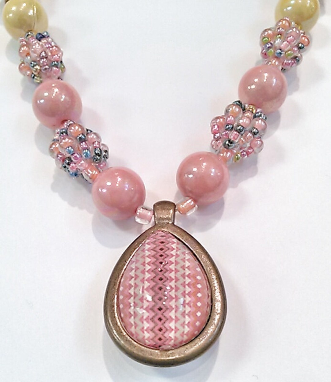 Pastel Colored Beaded Necklace Combination Bead Necklace Seed Bead Ball ...